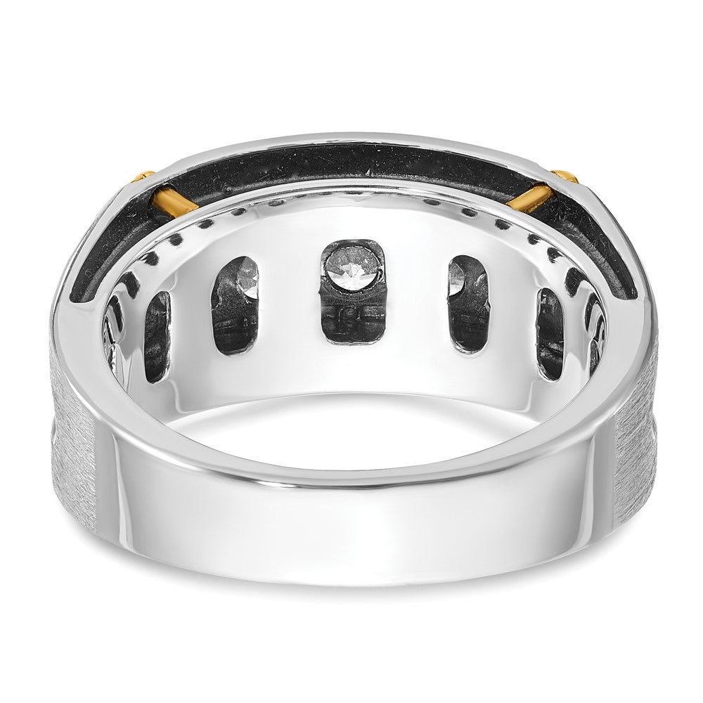 IBGoodman 14k Two-tone Men's Polished Satin and Grooved 5-Stone Ring Mounting