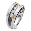 IBGoodman 14k Two-tone Men's Polished Satin and Grooved 5-Stone Ring Mounting