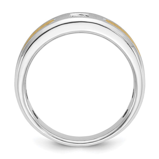 14k Two-tone Men's Polished and Satin 1/5 carat Diamond Complete Ring