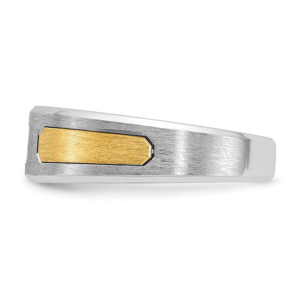 14k Two-tone Men's Polished and Satin 1/5 carat Diamond Complete Ring