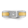14k Two-tone Men's Polished and Satin 1/5 carat Diamond Complete Ring