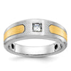 14k Two-tone Men's Polished and Satin 1/5 carat Diamond Complete Ring