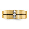 10k IBGoodman Men's Satin and Grooved 3-Stone Ring Mounting