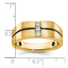 10k White Gold with Black Rhodium Men's Satin and Grooved 3-Stone 1/5 Carat A Quality Diamond Ring