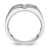 14k White Gold with Black Rhodium 1/5 carat Lab Grown Diamond VS/SI+ G+ Complete Satin and Grooved Three Stone Men's Ring