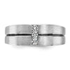 14k White Gold with Black Rhodium 1/5 carat Lab Grown Diamond VS/SI+ G+ Complete Satin and Grooved Three Stone Men's Ring