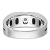 14k White Gold with Black Rhodium 1/5 carat Lab Grown Diamond VS/SI+ G+ Complete Satin and Grooved Three Stone Men's Ring