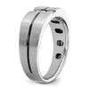 14k White Gold with Black Rhodium 1/5 carat Lab Grown Diamond VS/SI+ G+ Complete Satin and Grooved Three Stone Men's Ring