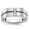 14k White Gold with Black Rhodium 1/5 carat Lab Grown Diamond VS/SI+ G+ Complete Satin and Grooved Three Stone Men's Ring