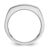 14k White Gold with Black Rhodium Men's Polished Satin and Grooved Square 5-Stone 1/2 Carat AA Quality Diamond Ring