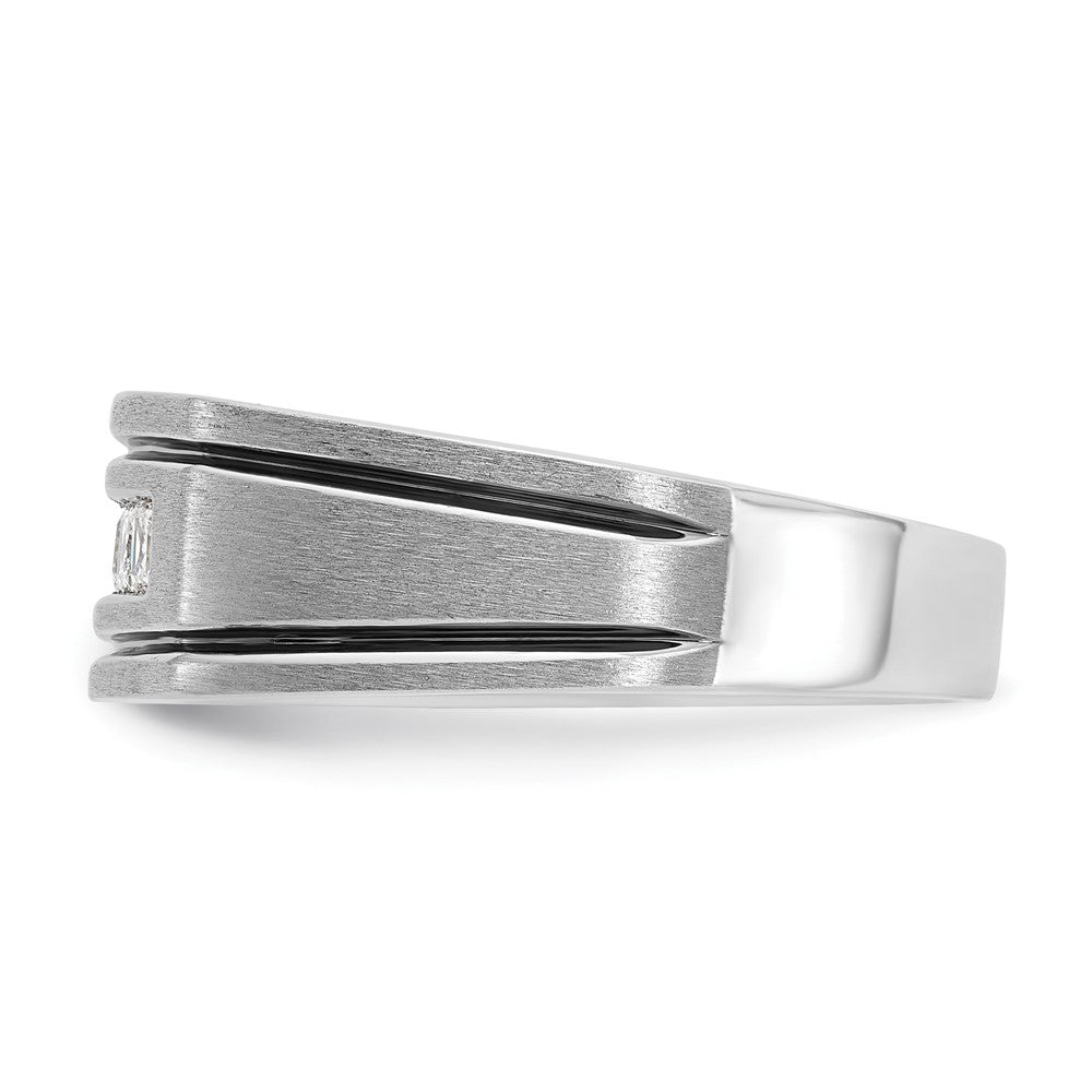 IBGoodman 14k White Gold Men's Polished Satin and Grooved Square 5-Stone Ring Mounting