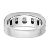 14k White Gold with Black Rhodium Men's Polished Satin and Grooved Square 5-Stone 1/2 Carat AA Quality Diamond Ring