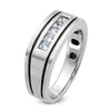 14k White Gold with Black Rhodium Men's Polished Satin and Grooved Square 5-Stone 1/2 Carat AA Quality Diamond Ring