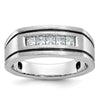 14k White Gold with Black Rhodium Men's Polished Satin and Grooved Square 5-Stone 1/2 Carat AA Quality Diamond Ring