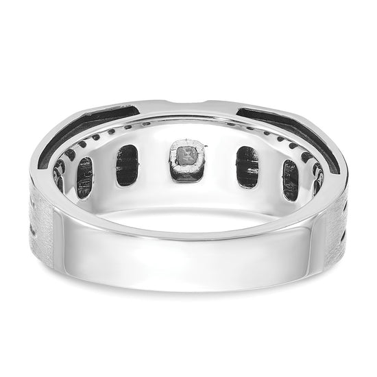 14k White Gold with Black Rhodium Men's Satin 1/3 carat Diamond Complete Ring