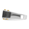 14k Two-tone with Black Rhodium Men's Polished and Textured 3-Stone 1/4 Carat AA Quality Diamond Ring