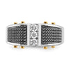 14k Two-tone with Black Rhodium Men's Polished and Textured 3-Stone 1/4 Carat AA Quality Diamond Ring