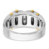 14k Two-tone with Black Rhodium Men's Polished and Textured 3-Stone 1/4 Carat AA Quality Diamond Ring