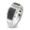 14k Two-tone with Black Rhodium Men's Polished and Textured 3-Stone 1/4 Carat AA Quality Diamond Ring