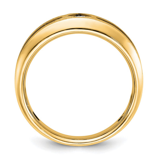 IBGoodman 10k Men's Polished Satin and Grooved Square Stone Center Ring Mounting