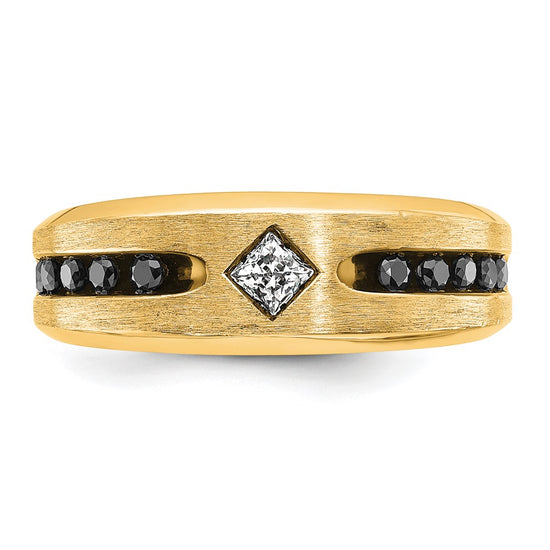 IBGoodman 10k Men's Polished Satin and Grooved Square Stone Center Ring Mounting