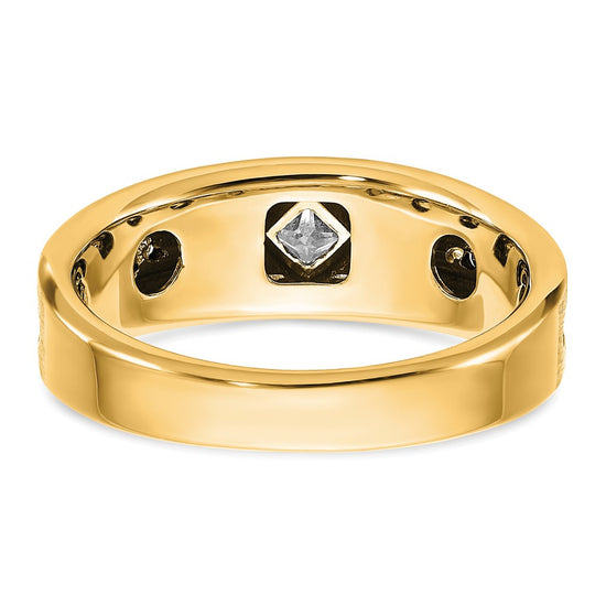 IBGoodman 10k Men's Polished Satin and Grooved Square Stone Center Ring Mounting