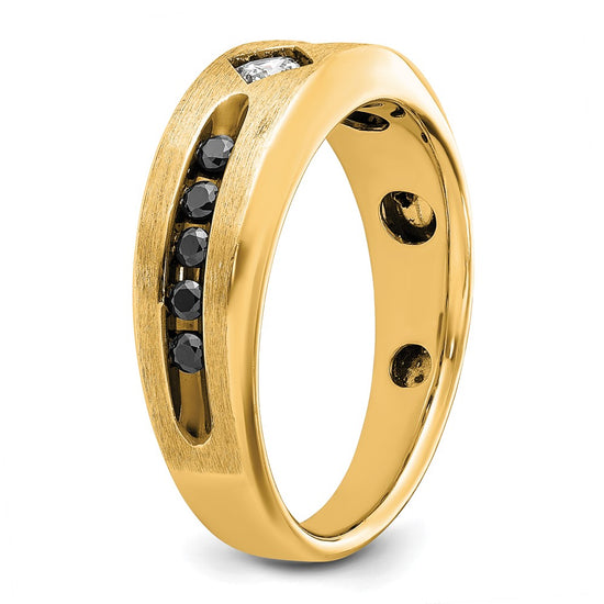 IBGoodman 10k Men's Polished Satin and Grooved Square Stone Center Ring Mounting