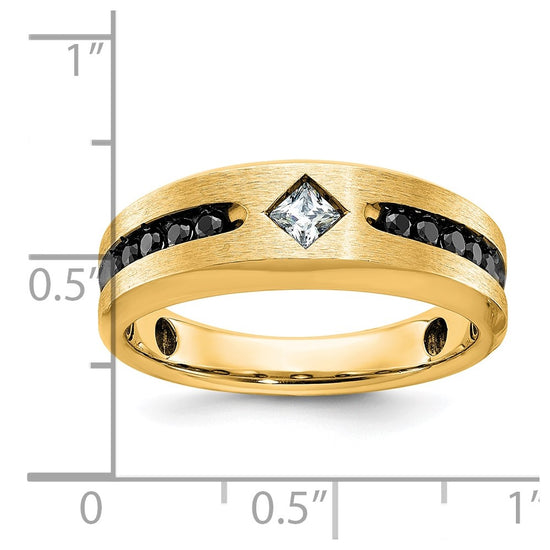 IBGoodman 10k Men's Polished Satin and Grooved Square Stone Center Ring Mounting
