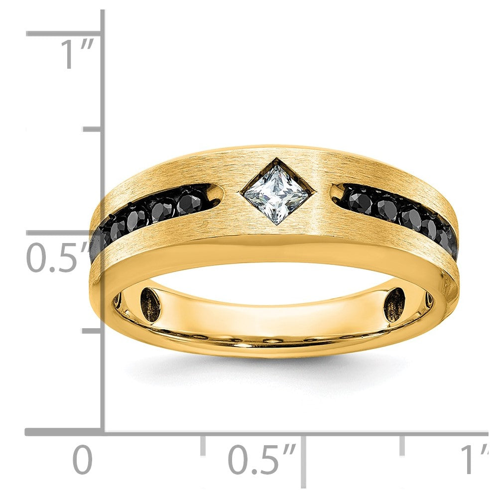 IBGoodman 10k Men's Polished Satin and Grooved Square Stone Center Ring Mounting