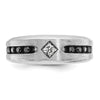 IBGoodman 14k White Gold with Black Rhodium Polished Satin and Grooved 1/2 Carat AA Quality Black and White Diamond Ring