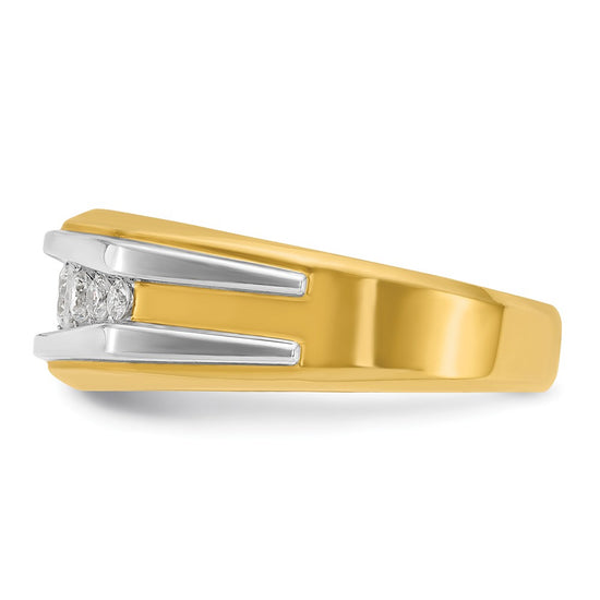 14k with White Rhodium Men's Polished 7-Stone 1/2 Carat AA Quality Diamond Ring