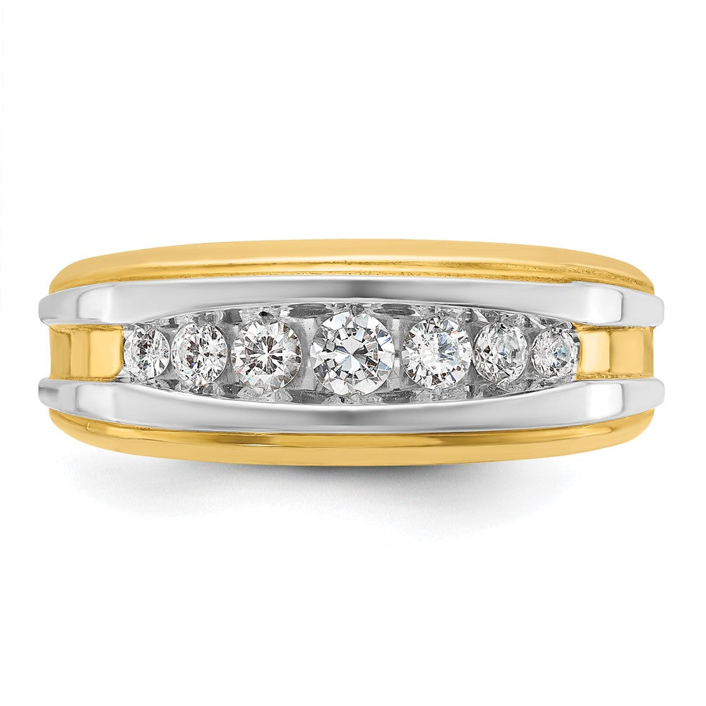 IBGoodman 14k with White Rhodium Men's Polished 7-Stone Ring Mounting
