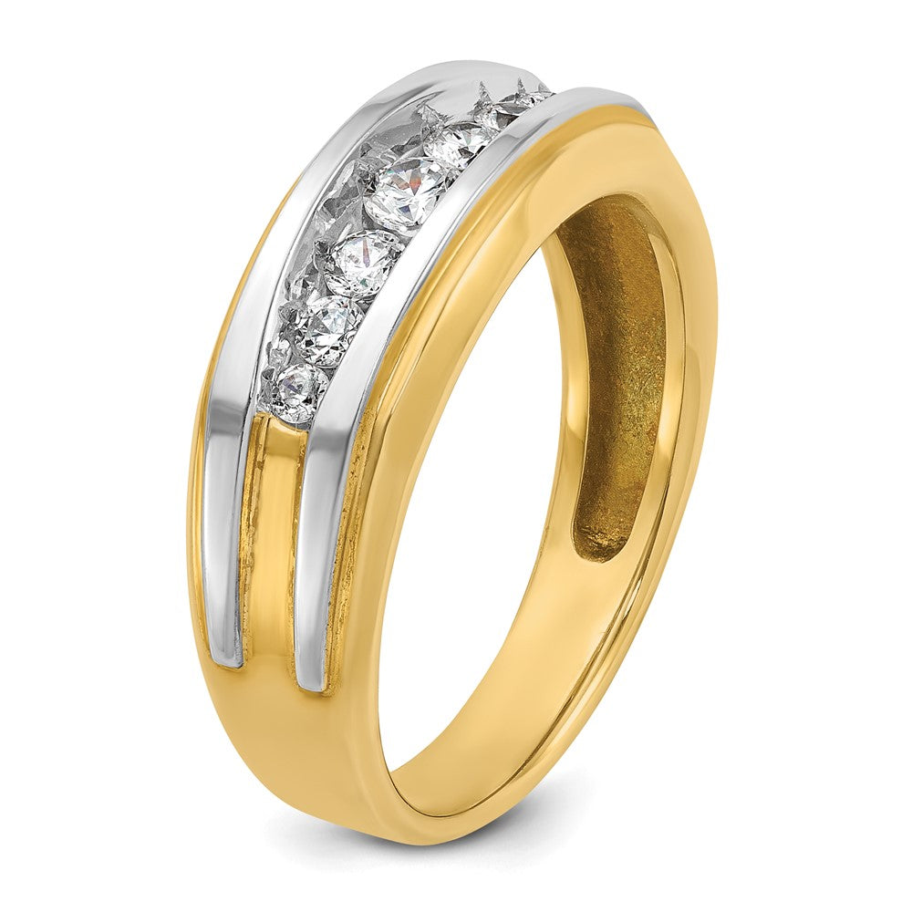 IBGoodman 14k with White Rhodium Men's Polished 7-Stone Ring Mounting