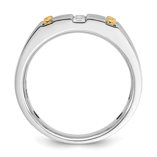 14k Two-tone IBGoodman Men's Polished and Satin Diamond Ring Mounting