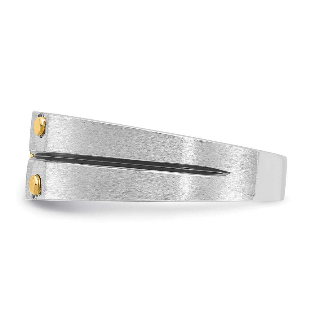 14k Two-tone IBGoodman Men's Polished and Satin Diamond Ring Mounting
