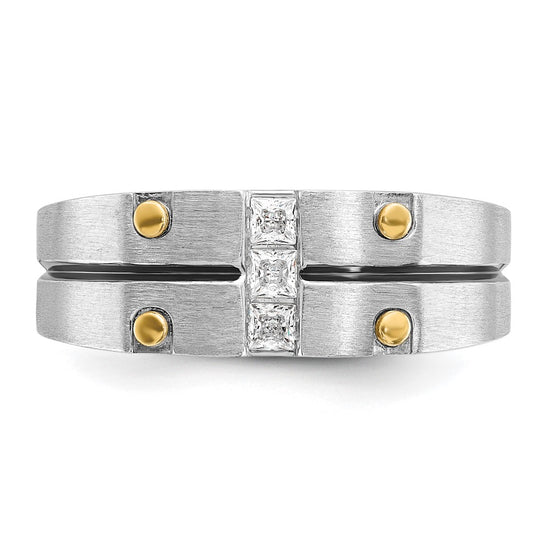 14k Two-tone IBGoodman Men's Polished and Satin Diamond Ring Mounting