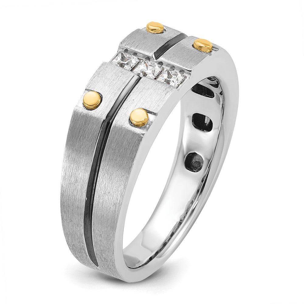 14k Two-tone IBGoodman Men's Polished and Satin Diamond Ring Mounting