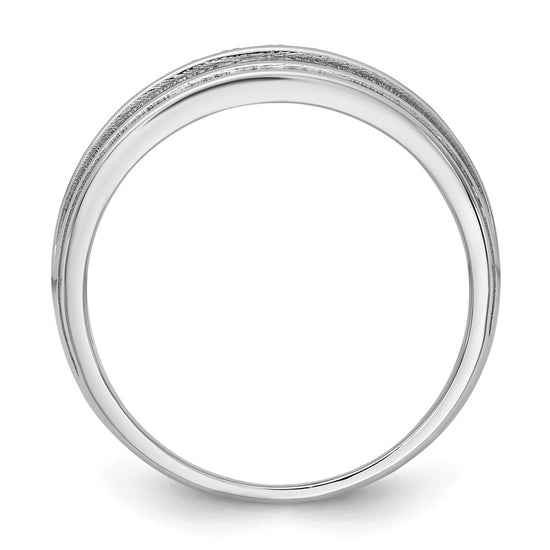 IBGoodman 10k White Gold Men's Polished Satin and Grooved 5-Stone Ring Mounting