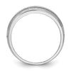 IBGoodman 10k White Gold Men's Polished Satin and Grooved 5-Stone Ring Mounting