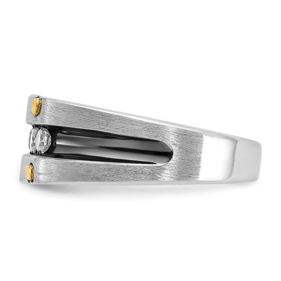 IBGoodman 14k Two-tone Men's Polished Satin and Grooved 5-Stone Ring Mounting