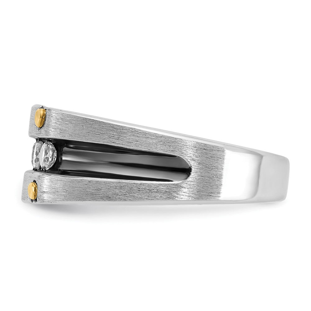 IBGoodman 14k Two-tone Men's Polished Satin and Grooved 5-Stone Ring Mounting