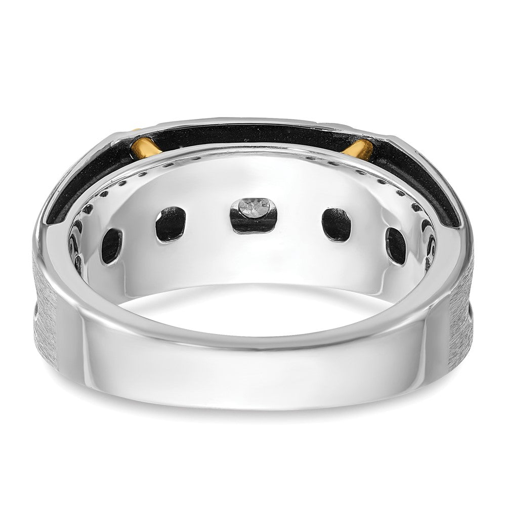 IBGoodman 14k Two-tone Men's Polished Satin and Grooved 5-Stone Ring Mounting