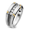 IBGoodman 14k Two-tone Men's Polished Satin and Grooved 5-Stone Ring Mounting