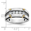 IBGoodman 14k Two-tone with Black Rhodium Men's Polished Satin and Grooved 5-Stone 1/2 Carat AA Quality Diamond Ring