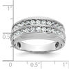 IBGoodman 14k White Gold Men's Polished Satin and Grooved 2-Row Ring Mounting
