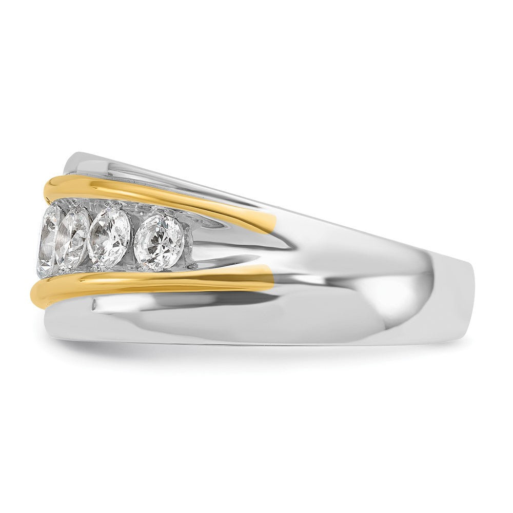 IBGoodman 14k Two-tone Men's Polished and Grooved 7-Stone Ring Mounting