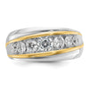 14k Two-tone Men's Polished and Grooved 7-Stone 1 1/2 Carat AA Quality Diamond Ring