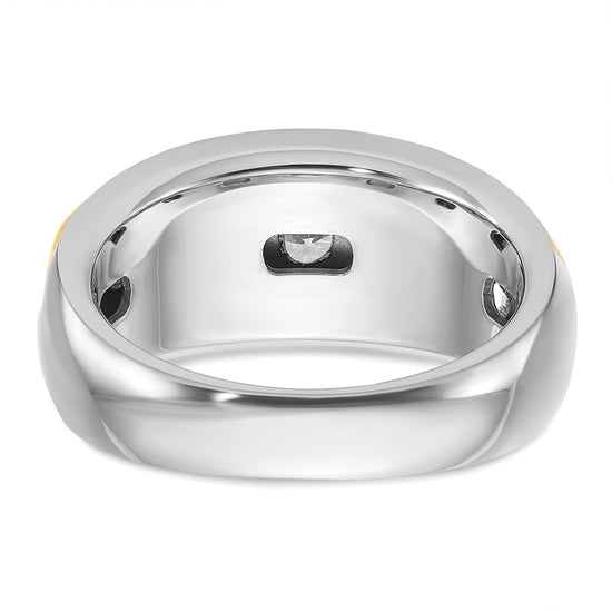 IBGoodman 14k Two-tone Men's Polished and Grooved 7-Stone Ring Mounting