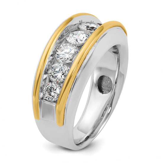 14k Two-tone IBGoodman Men's Polished 7-Stone Ring Mounting