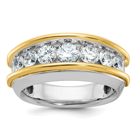 14k Two-tone IBGoodman Men's Polished 7-Stone Ring Mounting